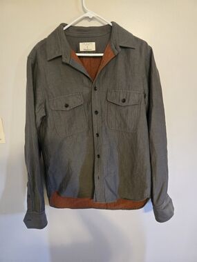 rag & bone Gray Button-Front Shirt Jacket with Rust Inner Trim